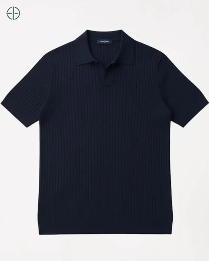 Camisa em Malha Cor Sólida Azul Escuro | Hawthorne House