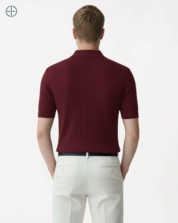 Camisa em Malha Cor Sólida Vermelho | Hawthorne House