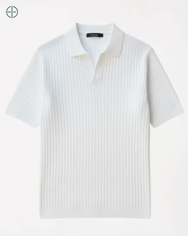 Camisa em Malha Cor Sólida Branca | Hawthorne House