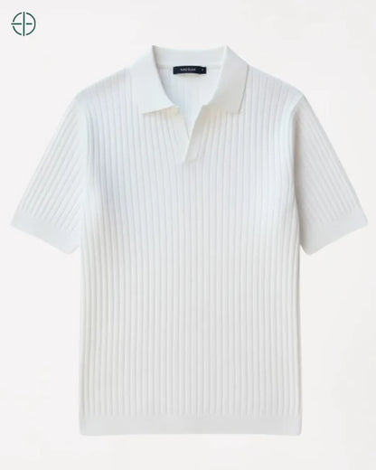 Camisa em Malha Cor Sólida Branca | Hawthorne House