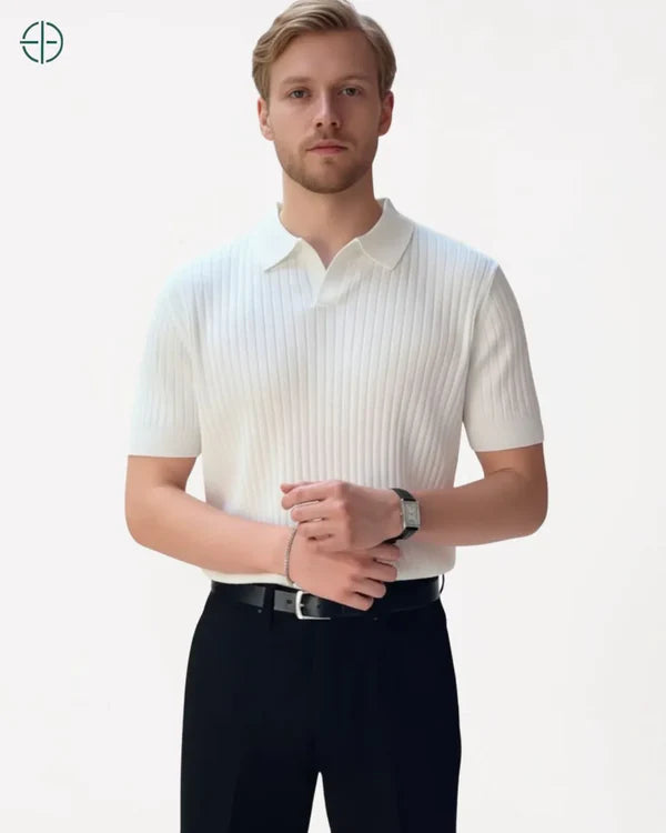 Camisa em Malha Cor Sólida Branca | Hawthorne House