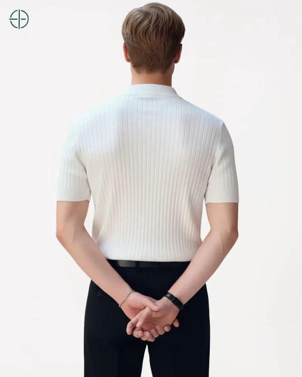 Camisa em Malha Cor Sólida Branca | Hawthorne House