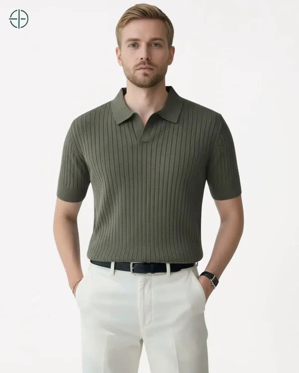 Camisa em Malha Cor Sólida Verde | Hawthorne House