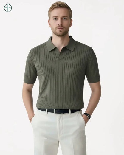 Camisa em Malha Cor Sólida Verde | Hawthorne House