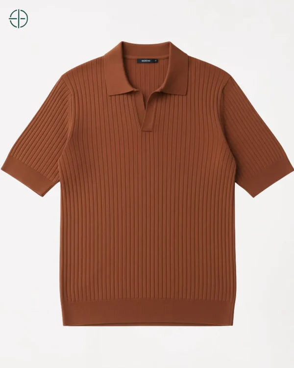 Camisa em Malha Cor Sólida Marrom | Hawthorne House