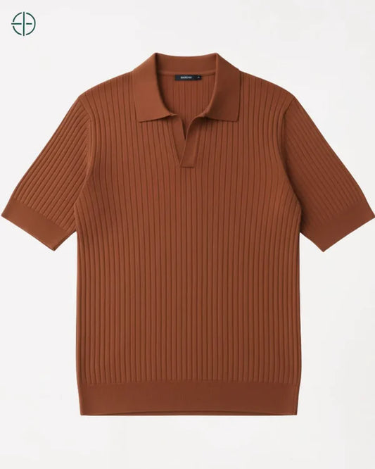 Camisa em Malha Cor Sólida Marrom | Hawthorne House