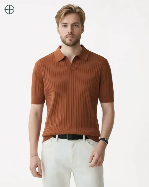 Camisa em Malha Cor Sólida Marrom | Hawthorne House