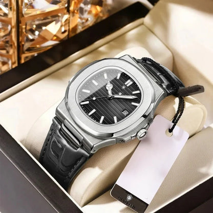 Relógio de Couro Preto Luxe | Hawthorne House